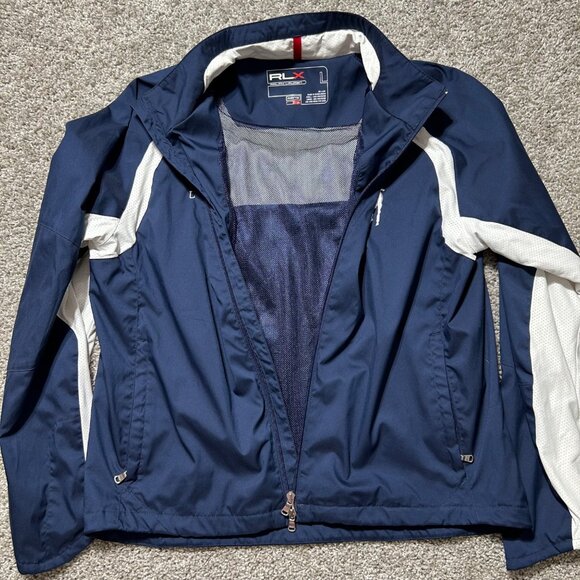 Ralph Lauren RLX Mens L US Open 2008 Navy & White Zip Jacket Lightweight - Picture 8 of 12
